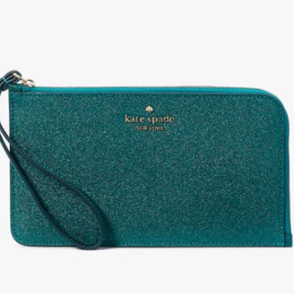 Kate Spade ‘Festive’ green Glitter Wristlet - Picture 1 of 6